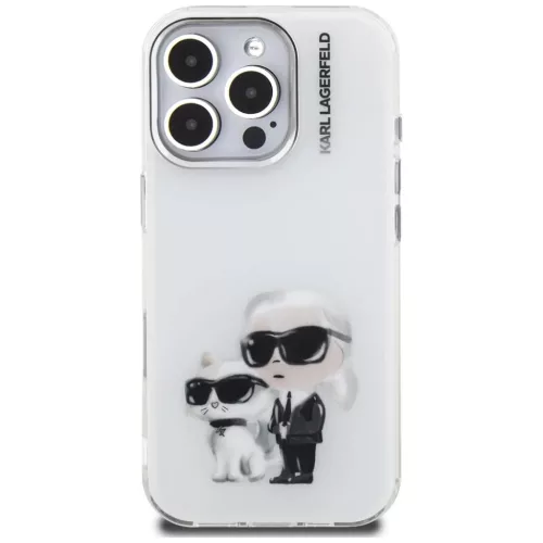 iPhone 16 Pro Karl Lagerfeld IML Aquarelle Karl & Choupette & Logo fehér tok