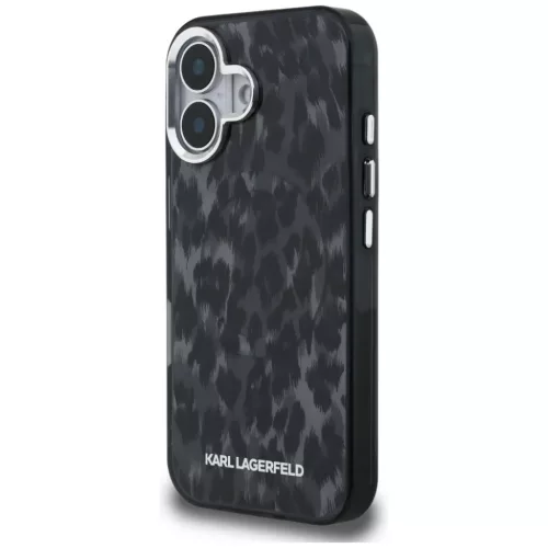 iPhone 16 Karl Lagerfeld IML Leopárdmintás MagSafe tok fekete