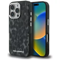   iPhone 16 Pro Karl Lagerfeld IML Leopárd Mintás MagSafe fekete tok