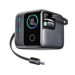   Joyroom Podix JR-TRD01 GaN 140W Asztali Töltő 5 Porttal és Két Automatikusan Visszahúzható Kábellel - Szürke