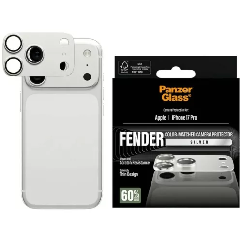 iPhone 17 Pro PanzerGlass Fender Kameravédő ezüst üvegfólia