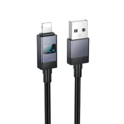   USB-A - Lightning kábel Hoco X118 Display, 12W, 2.4A, 1m, fekete