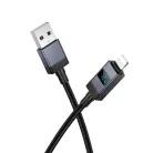 USB-A - Lightning kábel Hoco X118 Display, 12W, 2.4A, 1m, fekete