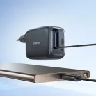 Baseus EnerCore CJ11 45W hálózati USB-C töltő adapter beépített visszahúzható USB-C kábellel - fekete