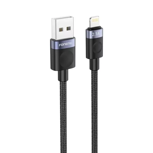 FONENG X115 Lightning kábel 2.1A 1M Fekete