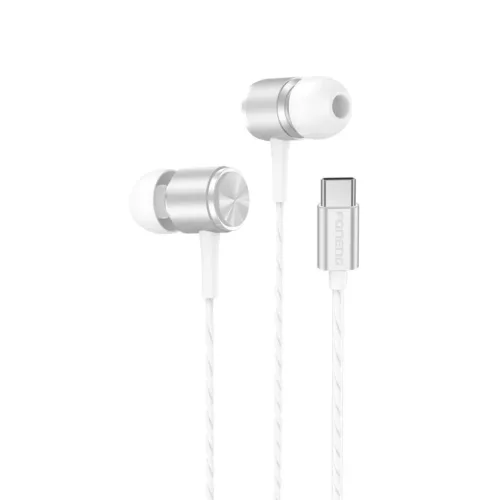 Vezetékes fülhallgatók FONENG T65 USB-C mikrofonnal 1.2M Fehér