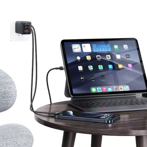 30db USAMS Type-C USB-C kábel 3A 1.2m fekete