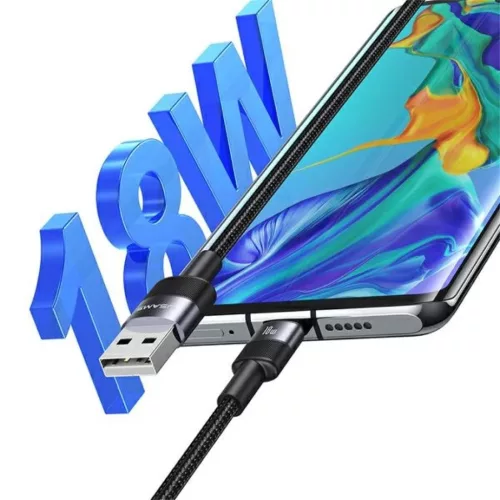 USB-C - USB 3A 1.2m Gyors Töltőkábel acél/koszos 30 db SJ718ZJ01 (US-SJ718)