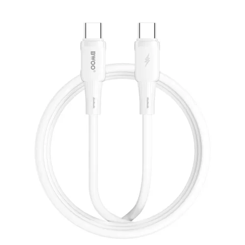 Fehér BWOO szilikon kábel X329CC 65W USB-C 1m