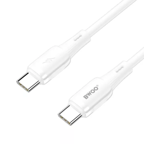 Fehér BWOO szilikon kábel X329CC 65W USB-C 1m