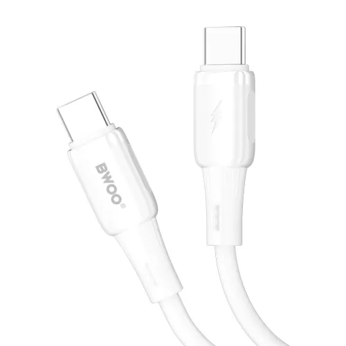 Fehér BWOO szilikon kábel X329CC 65W USB-C 1m