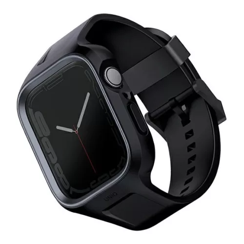 Apple Watch 44/45 mm UNIQ Monos Szíj + Tok 2 az 1-ben éjfekete