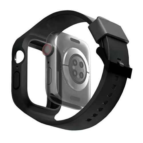 Apple Watch 44/45 mm UNIQ Monos Szíj + Tok 2 az 1-ben éjfekete