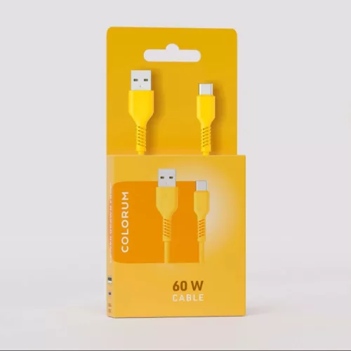 COLORUM kábel USB-A - USB-C 1,8m 3A CK60-AC-05 citromsárga