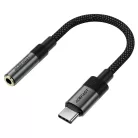 Type-C Férfi - Jack 3.5mm Női Acefast Audio Adapter (J12), Plug & Play, Magas hűségű hang, Nincs késés, 15cm - Fekete