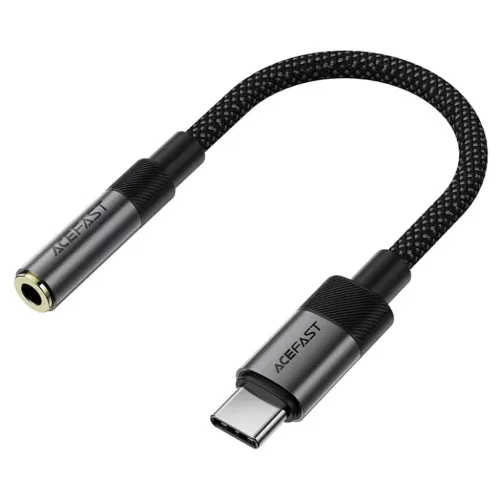 Type-C Férfi - Jack 3.5mm Női Acefast Audio Adapter (J12), Plug & Play, Magas hűségű hang, Nincs késés, 15cm - Fekete