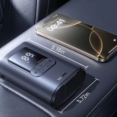 Baseus GoTrip VA1 Super Mini Autó Kompresszor - Vezeték nélküli, Kijelzővel, 22 Henger, Automatikus Stop - Kozmikus Fekete