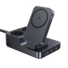Baseus - 6 az 1-ben töltőállomás Nomos ND11 (E00078801123-00) - Mágneses Vezeték nélküli, 2x AC, 2x USB-C, USB, 67W - Kozmikus Fekete
