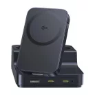 Baseus - 6 az 1-ben töltőállomás Nomos ND11 (E00078801123-00) - Mágneses Vezeték nélküli, 2x AC, 2x USB-C, USB, 67W - Kozmikus Fekete