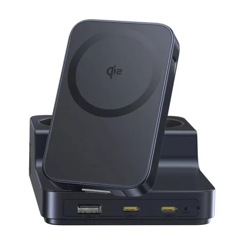 Baseus - 6 az 1-ben töltőállomás Nomos ND11 (E00078801123-00) - Mágneses Vezeték nélküli, 2x AC, 2x USB-C, USB, 67W - Kozmikus Fekete