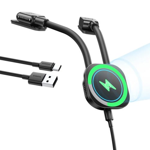 Baseus PrimeTrip C03s Pro autós tartó - Mágneses, műszerfalra, Állítható, Type-C, 3M ragasztó - Fekete