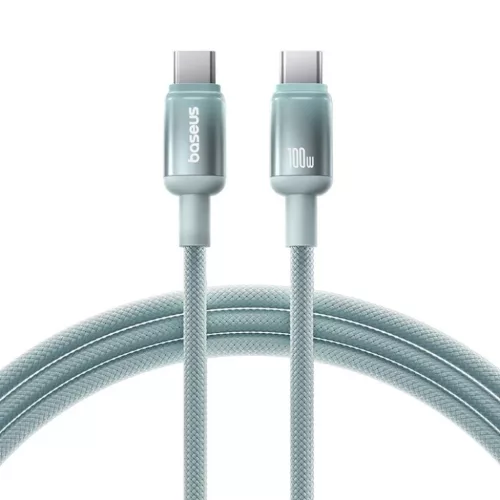 Baseus - Data Cable Discolor (E0420701) - USB-C to USB-C, 100W, 480Mbps, 2m - Kék/Zöld