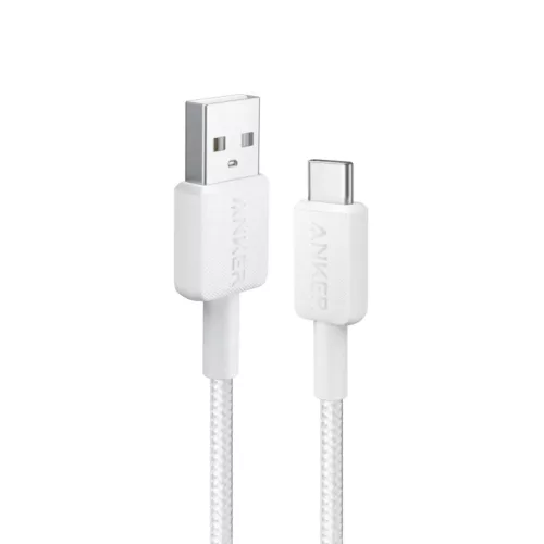 USB-A to USB-C kábel Anker 322, 18W, 3A, 1.8m, Fehér