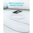 USB-A to USB-C kábel Anker 322, 18W, 3A, 1.8m, Fehér