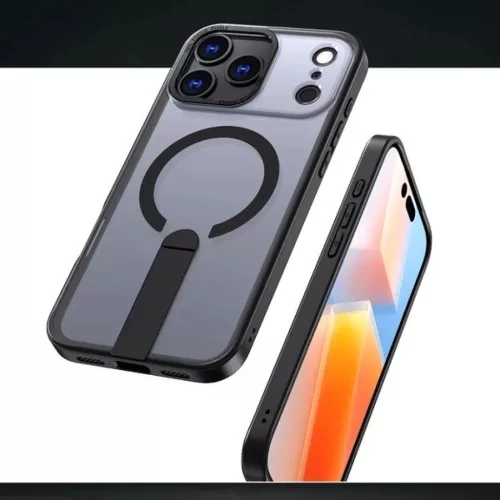 Samsung Galaxy S26 Ultra Fekete Hybrid Armor X tok állvánnyal, MagSafe kompatibilis