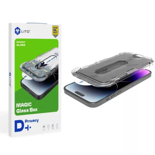 iPhone 15 Pro Lito - Magic Glass Box D+ Tools - Privacy üvegfólia
