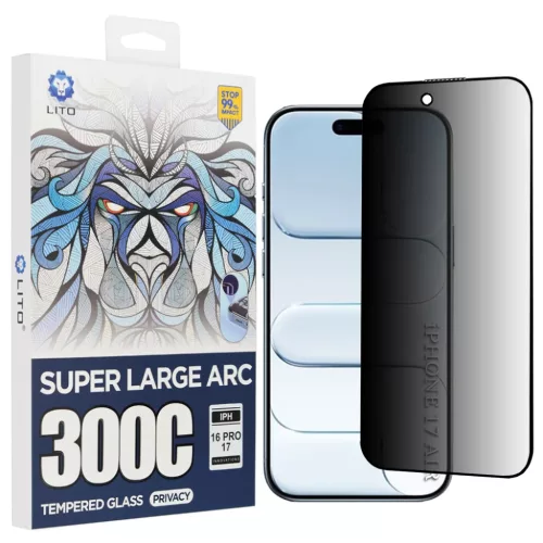 iPhone 17 Air Fekete Lito - D+ Max Privacy 300C üvegfólia