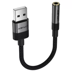   USB Férfi Kábel Jack 3.5mm Női Acefast Audio Adapter (J13), Plug & Play, Nagy Hűségű Hangzás, Késés Nélkül, 15cm - Fekete