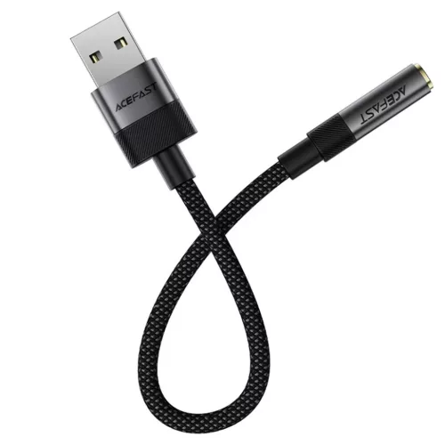 USB Férfi Kábel Jack 3.5mm Női Acefast Audio Adapter (J13), Plug & Play, Nagy Hűségű Hangzás, Késés Nélkül, 15cm - Fekete