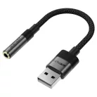 USB Férfi Kábel Jack 3.5mm Női Acefast Audio Adapter (J13), Plug & Play, Nagy Hűségű Hangzás, Késés Nélkül, 15cm - Fekete