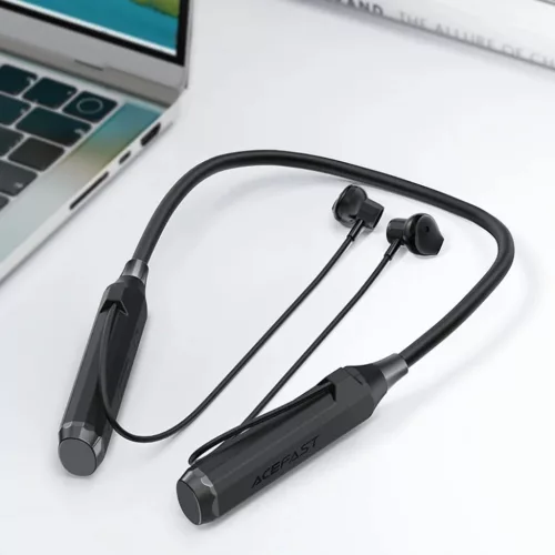 Bluetooth fülhallgatók (N6), sporthoz, a feje mögött, nyakpántos, Bluetooth 5.4, IPX4, TF kártyahely, 1000mAh - Acefast - Fekete