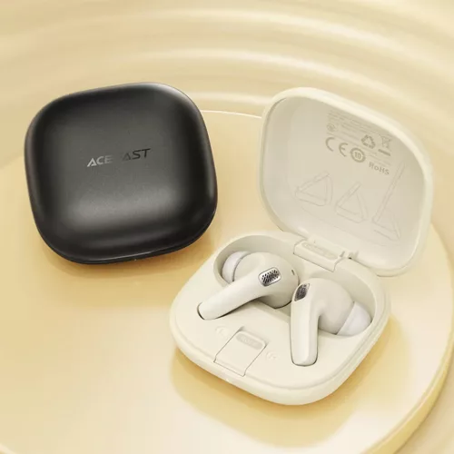 Acefast Vezeték nélküli Fülhallgató (W4) - Hallójárati TWS, BT v5.4, ENC zajszűrés, Beépített telefontartóval, IPX4, 350mAh - Fekete