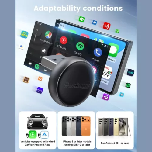 Wireless Carplay / Android Auto Adapter Carlinkit Mini Ultra3 tok, Apple iPhone / Android sorozat, Fekete
