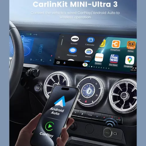 Wireless Carplay / Android Auto Adapter Carlinkit Mini Ultra3 tok, Apple iPhone / Android sorozat, Fekete