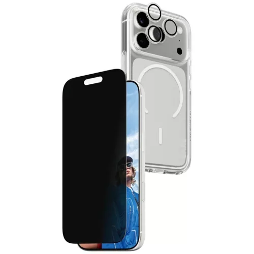 CARE by PanzerGlass Flagship Privacy 3 az 1-ben tok + Privacy üvegfólia + lencse iPhone 17 Pro tok