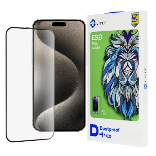 iPhone 15 Fekete Lito D+ Pro Dustproof üvegfólia