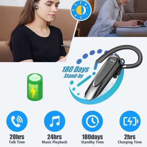 Premium Bluetooth Headset Techsuit (THB54) - Bluetooth, dupla mikrofon - Fekete