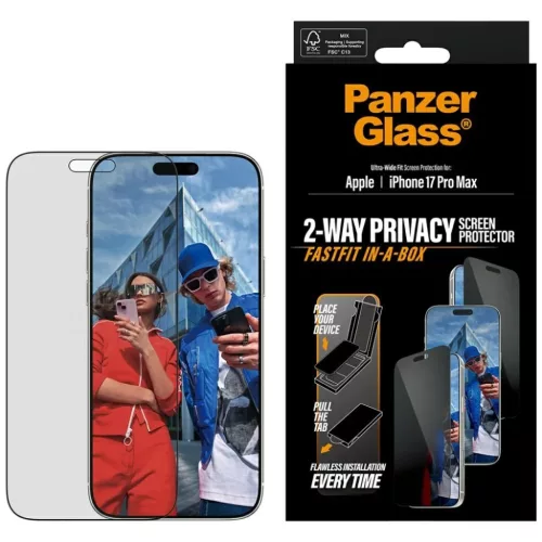 PanzerGlass Ultra-Wide Fit Fastfit privát üvegfólia iPhone 17 Pro Max üvegfólia