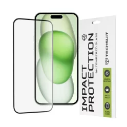   Techsuit - 111D Teljes Fedésű / Teljes Ragasztású Üveg - iPhone 15 Plus / iPhone 16 Plus - Fekete üvegfólia