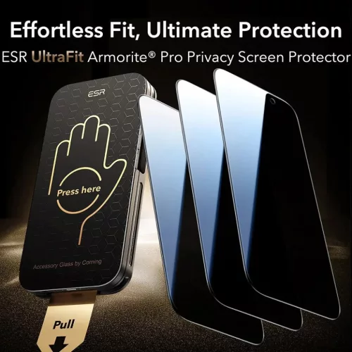iPhone 17 Pro Max Fekete ESR - Corning UltraFit Privacy (3 darabos kiszerelés) üvegfólia