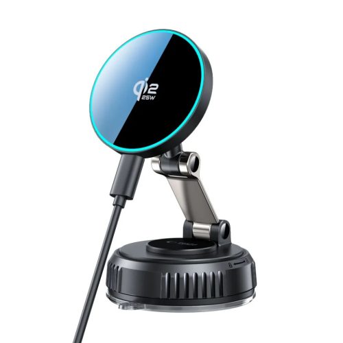 Tech-Protect MM25W-V8 Qi2.2 mágneses MagSafe autós tartó és vezeték nélküli töltő, tapadókorongos műszerfalra