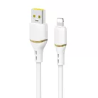 Dudao L25L USB-A - Lightning kábel 1m 30W lágy szilikon fonattal - Fehér
