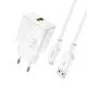 Dudao A23LEU 2.4A GaN EU USB-A fali töltő USB-A–Lightning kábellel - Fehér