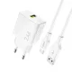 Dudao A23TEU 2.4A GaN USB-A hálózati töltő USB-A - USB-C kábellel - Fehér