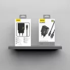 Dudao A23TEU 2.4A GaN USB-A Wall Charger with USB-A - USB-C Cable - Black