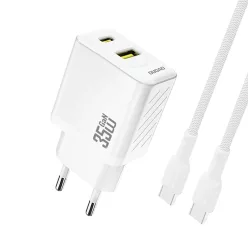   Dudao A27MaxCEU PD QC 35W USB-A USB-C Fali Töltő USB-C Kábellel - Fehér